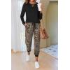 Ekouaer Pajamas For Women Comfy Long Sleeve Jogger Set Lounge Pjs Set With Pockets(Black Leopard)