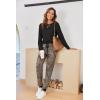 Ekouaer Pajamas For Women Comfy Long Sleeve Jogger Set Lounge Pjs Set With Pockets(Black Leopard)