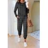 Ekouaer Pajamas For Women Comfy Long Sleeve Jogger Set Lounge Pjs Set With Pockets(Black Polka Dots)