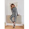 Ekouaer Pajamas For Women Comfy Long Sleeve Jogger Set Lounge Pjs Set With Pockets(Black White Plaid)