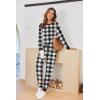 Ekouaer Pajamas For Women Comfy Long Sleeve Jogger Set Lounge Pjs Set With Pockets(Black White Plaid)