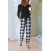 Ekouaer Pajamas For Women Comfy Long Sleeve Jogger Set Lounge Pjs Set With Pockets(Black and White Plaid)