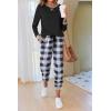 Ekouaer Pajamas For Women Comfy Long Sleeve Jogger Set Lounge Pjs Set With Pockets(Black and White Plaid)
