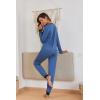 Ekouaer Pajamas For Women Comfy Long Sleeve Jogger Set Lounge Pjs Set With Pockets(Blue)
