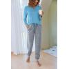 Ekouaer Pajamas For Women Comfy Long Sleeve Jogger Set Lounge Pjs Set With Pockets(Blue Polka Dots)