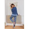 Ekouaer Pajamas For Women Comfy Long Sleeve Jogger Set Lounge Pjs Set With Pockets(Blue Sheep)