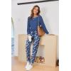 Ekouaer Pajamas For Women Comfy Long Sleeve Jogger Set Lounge Pjs Set With Pockets(Blue Sheep)