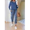 Ekouaer Pajamas For Women Comfy Long Sleeve Jogger Set Lounge Pjs Set With Pockets(Blue Sheep)