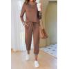 Ekouaer Pajamas For Women Comfy Long Sleeve Jogger Set Lounge Pjs Set With Pockets(Brown)