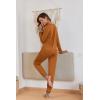 Ekouaer Pajamas For Women Comfy Long Sleeve Jogger Set Lounge Pjs Set With Pockets(Brown)
