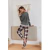 Ekouaer Pajamas For Women Comfy Long Sleeve Jogger Set Lounge Pjs Set With Pockets(Classic Grey Plaid)