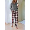 Ekouaer Pajamas For Women Comfy Long Sleeve Jogger Set Lounge Pjs Set With Pockets(Classic Grey Plaid)