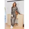 Ekouaer Pajamas For Women Comfy Long Sleeve Jogger Set Lounge Pjs Set With Pockets(Classic Leopard)