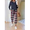Ekouaer Pajamas For Women Comfy Long Sleeve Jogger Set Lounge Pjs Set With Pockets(Classic Navy Plaid)