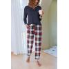 Ekouaer Pajamas For Women Comfy Long Sleeve Jogger Set Lounge Pjs Set With Pockets(Classic Navy Plaid)