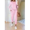 Ekouaer Pajamas For Women Comfy Long Sleeve Jogger Set Lounge Pjs Set With Pockets(Cute Pink Polka Dots)