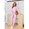 Ekouaer Pajamas For Women Comfy Long Sleeve Jogger Set Lounge Pjs Set With Pockets(Cute Pink Polka Dots)