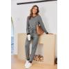Ekouaer Pajamas For Women Comfy Long Sleeve Jogger Set Lounge Pjs Set With Pockets(Deep Grey)