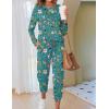 Ekouaer Pajamas For Women Comfy Long Sleeve Jogger Set Lounge Pjs Set With Pockets(Green Christmas)