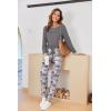 Ekouaer Pajamas For Women Comfy Long Sleeve Jogger Set Lounge Pjs Set With Pockets(Grey Cat)