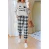 Ekouaer Pajamas For Women Comfy Long Sleeve Jogger Set Lounge Pjs Set With Pockets(Grey Plaid)