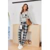 Ekouaer Pajamas For Women Comfy Long Sleeve Jogger Set Lounge Pjs Set With Pockets(Grey Plaid)