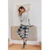Ekouaer Pajamas For Women Comfy Long Sleeve Jogger Set Lounge Pjs Set With Pockets(Grey Plaid)