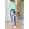 Ekouaer Pajamas For Women Comfy Long Sleeve Jogger Set Lounge Pjs Set With Pockets(Ice Green Plaid)