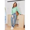 Ekouaer Pajamas For Women Comfy Long Sleeve Jogger Set Lounge Pjs Set With Pockets(Ice Green Plaid)