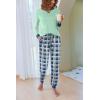 Ekouaer Pajamas For Women Comfy Long Sleeve Jogger Set Lounge Pjs Set With Pockets(Ice Green Plaid)
