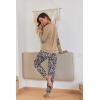 Ekouaer Pajamas For Women Comfy Long Sleeve Jogger Set Lounge Pjs Set With Pockets(Leopard Khaki)