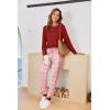 Ekouaer Pajamas For Women Comfy Long Sleeve Jogger Set Lounge Pjs Set With Pockets(Light Red Plaid)
