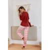 Ekouaer Pajamas For Women Comfy Long Sleeve Jogger Set Lounge Pjs Set With Pockets(Light Red Plaid)