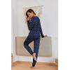 Ekouaer Pajamas For Women Comfy Long Sleeve Jogger Set Lounge Pjs Set With Pockets(Navy Polka Dots)