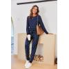 Ekouaer Pajamas For Women Comfy Long Sleeve Jogger Set Lounge Pjs Set With Pockets(Navy Polka Dots)