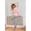 Ekouaer Pajamas For Women Comfy Long Sleeve Jogger Set Lounge Pjs Set With Pockets(Pink Grey Plaid)