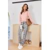 Ekouaer Pajamas For Women Comfy Long Sleeve Jogger Set Lounge Pjs Set With Pockets(Pink Grey Plaid)
