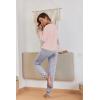 Ekouaer Pajamas For Women Comfy Long Sleeve Jogger Set Lounge Pjs Set With Pockets(Pink Polka Dots)