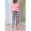 Ekouaer Pajamas For Women Comfy Long Sleeve Jogger Set Lounge Pjs Set With Pockets(Pink Princess Plaid)