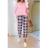 Ekouaer Pajamas For Women Comfy Long Sleeve Jogger Set Lounge Pjs Set With Pockets(Pink Princess Plaid)