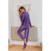 Ekouaer Pajamas For Women Comfy Long Sleeve Jogger Set Lounge Pjs Set With Pockets(Purple Plaid)