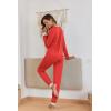 Ekouaer Pajamas For Women Comfy Long Sleeve Jogger Set Lounge Pjs Set With Pockets(Red)