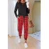Ekouaer Pajamas For Women Comfy Long Sleeve Jogger Set Lounge Pjs Set With Pockets(Red Plaid)