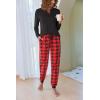 Ekouaer Pajamas For Women Comfy Long Sleeve Jogger Set Lounge Pjs Set With Pockets(Red Plaid)
