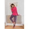 Ekouaer Pajamas For Women Comfy Long Sleeve Jogger Set Lounge Pjs Set With Pockets(Rose Plaid)