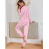 Ekouaer Pajamas For Women Comfy Long Sleeve Jogger Set Lounge Pjs Set With Pockets(Teddy-pink)