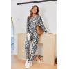 Ekouaer Pajamas For Women Comfy Long Sleeve Jogger Set Lounge Pjs Set With Pockets(White Leopard)