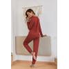 Ekouaer Pajamas For Women Comfy Long Sleeve Jogger Set Lounge Pjs Set With Pockets(Wind Red)