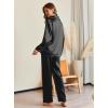 Ekouaer Pajamas For Women Set Silk Pjs 2 Piece Satin Sleepwear Long Sleeve Button Down Lounge Sets With Pant(Black)