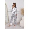 Ekouaer Pajamas For Women Set Silk Pjs 2 Piece Satin Sleepwear Long Sleeve Button Down Lounge Sets With Pant(Black Rabbit)